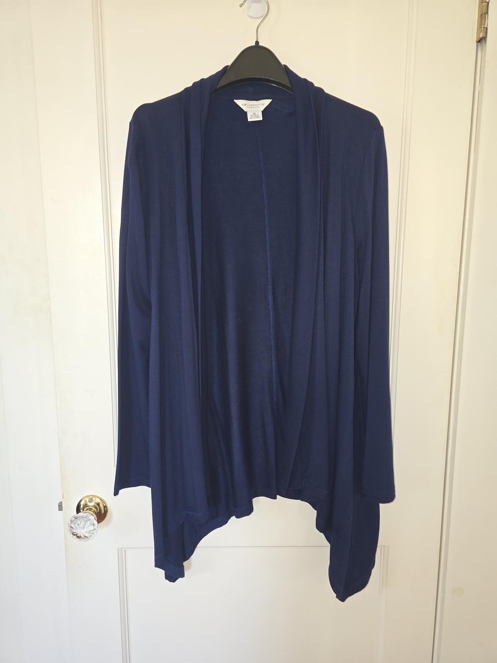 Liz Claiborne Navy Blue Open-Front Draped Cardigan XL